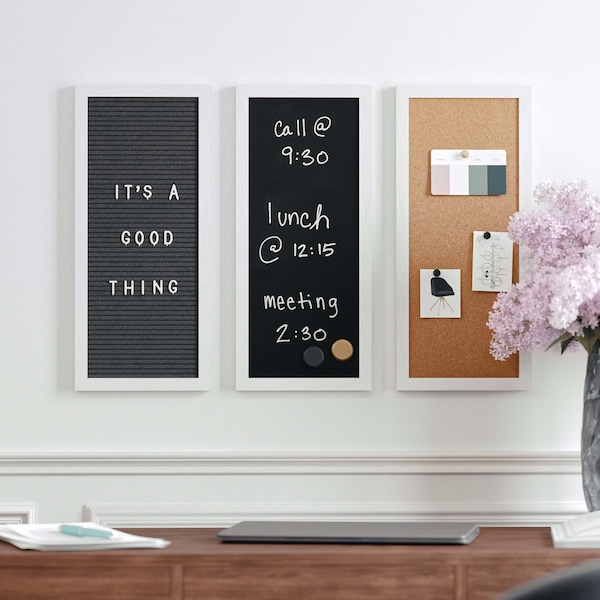 Martha Stewart Everette 18in. x 24in. Cork Board, Chalk Board, Lttr Brd Set w/Psh Pns, Mgnts, Liq Chlk, Lttrs, Wht BR-DK20221011-1-WT-MS - main